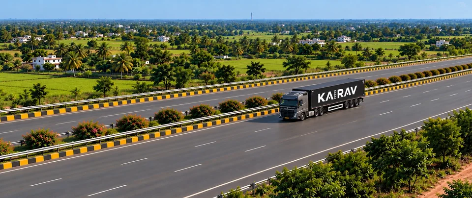 Indian highway and surrounding landscape